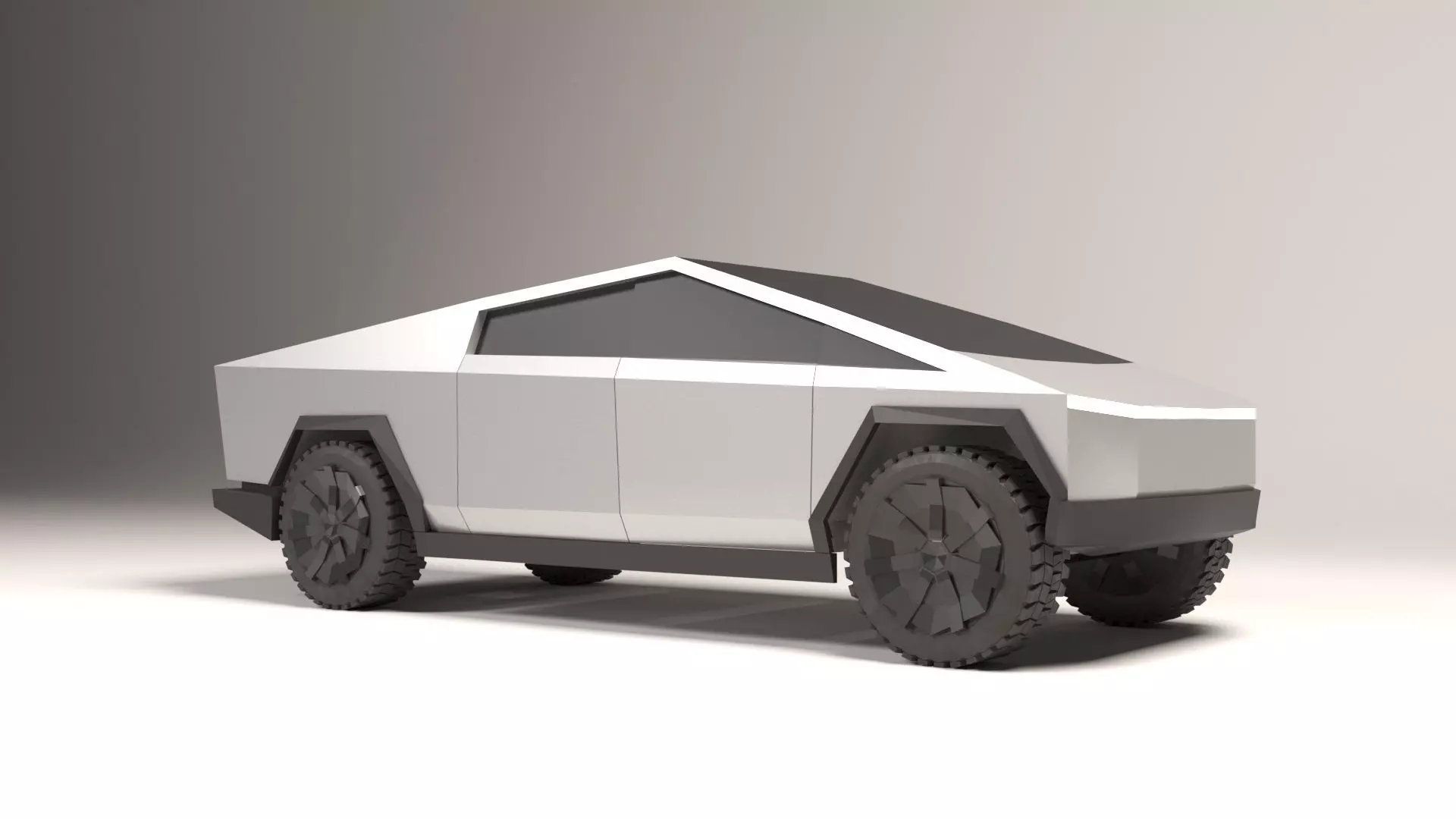 cybertruck low poly futuristic vehicle 3D model_0