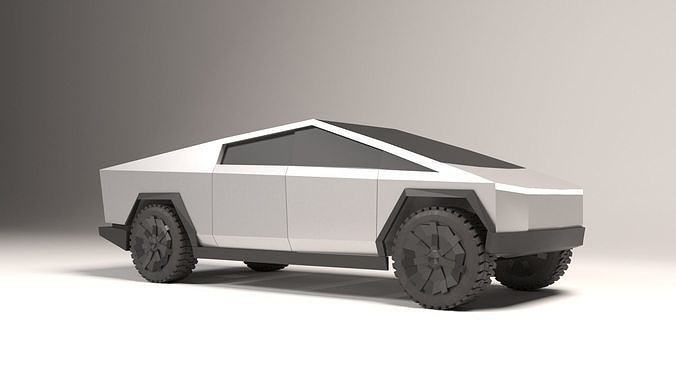 cybertruck low poly futuristic vehicle 3D model
