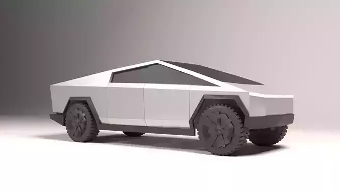 cybertruck low poly futuristic vehicle 3D model