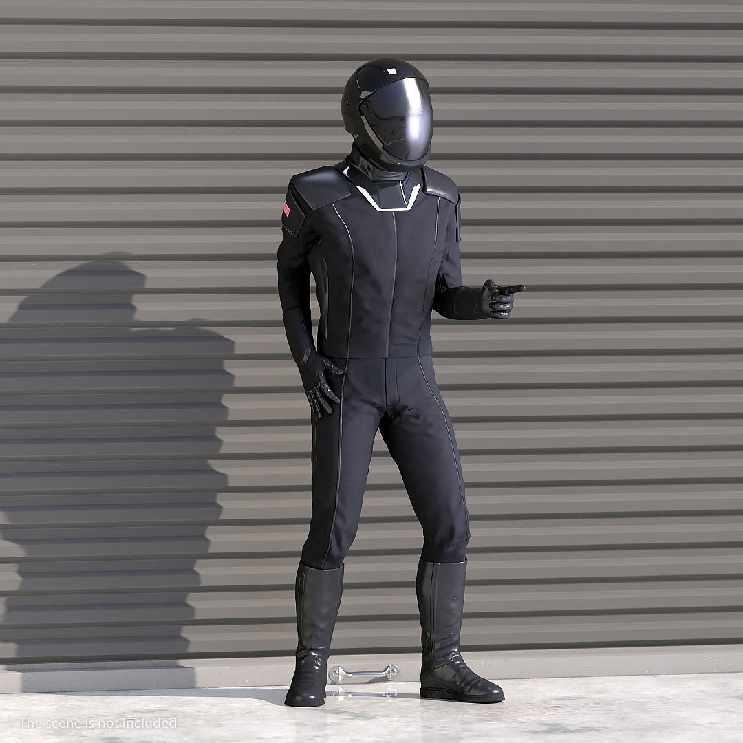 Sci Fi Astronaut Suit Black Rigged 3D model_1