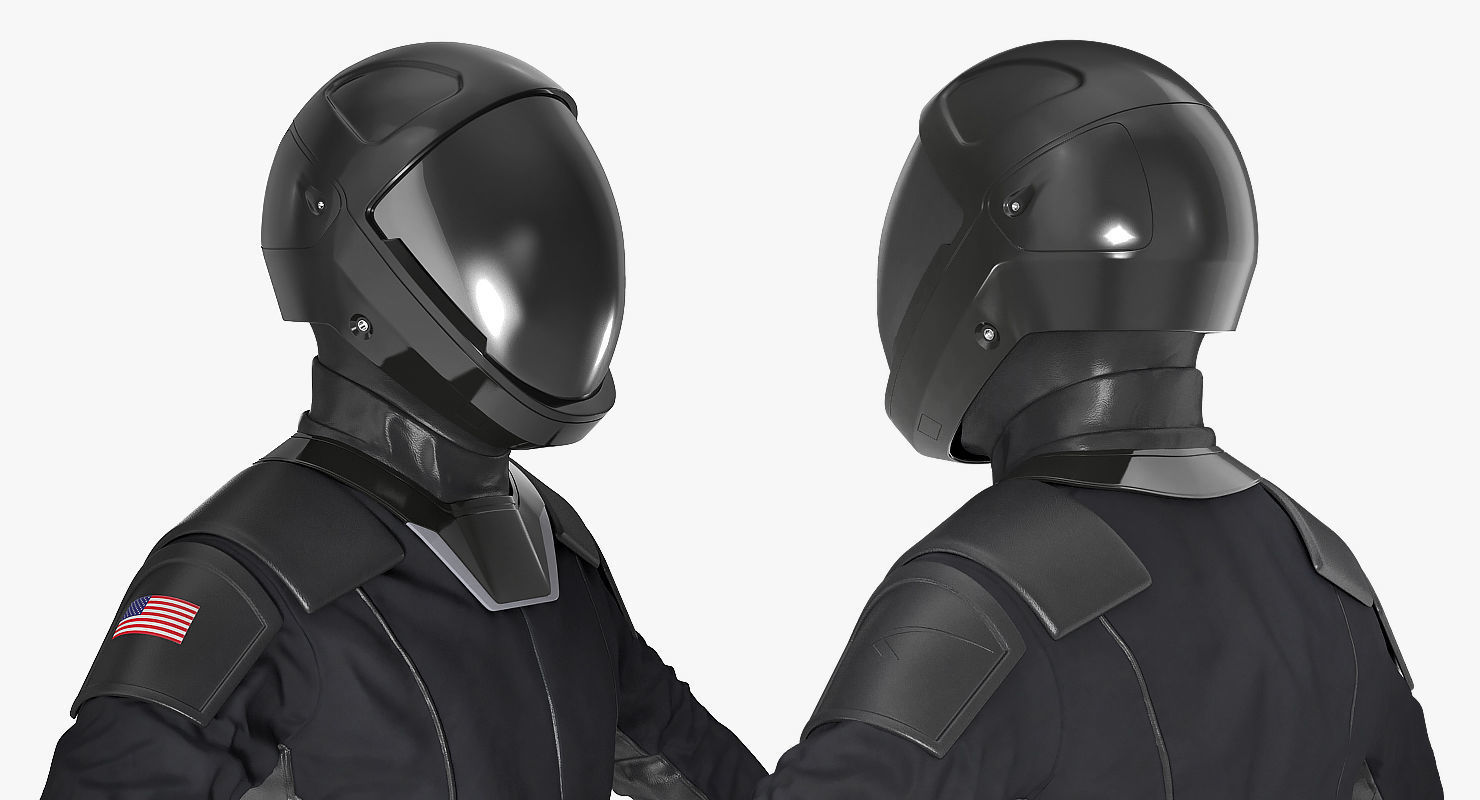 Sci Fi Astronaut Suit Black Rigged 3D model_14