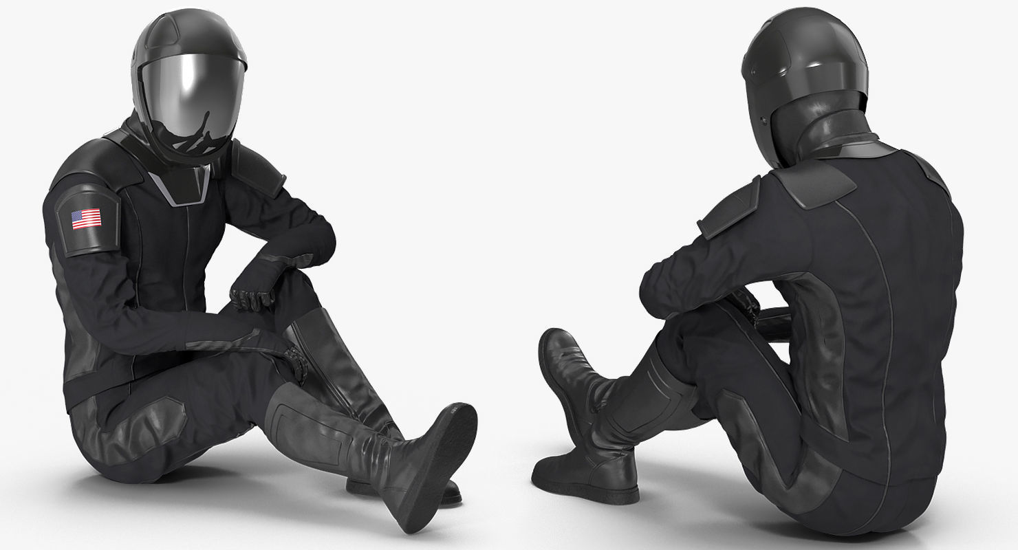 Sci Fi Astronaut Suit Black Rigged 3D model_7
