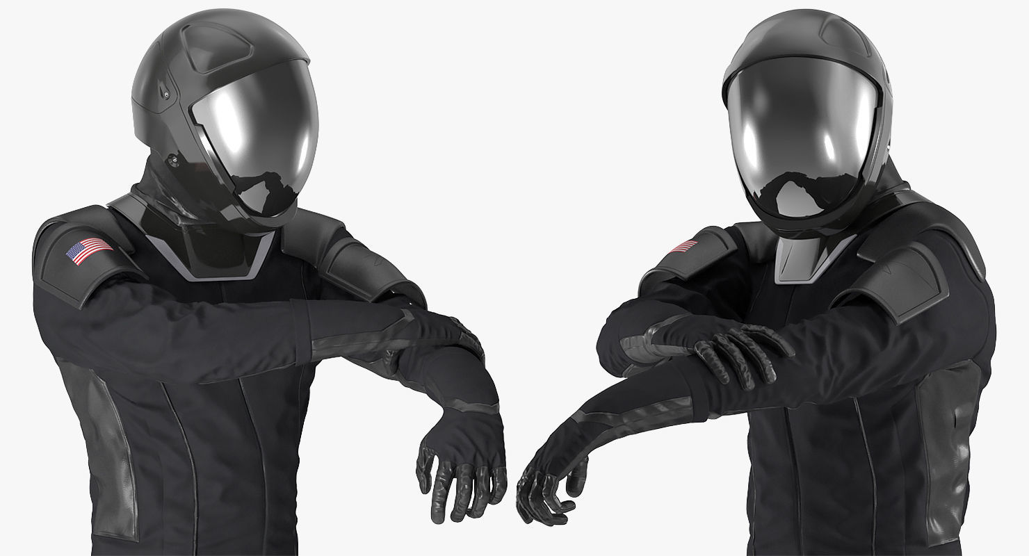 Sci Fi Astronaut Suit Black Rigged 3D model_11