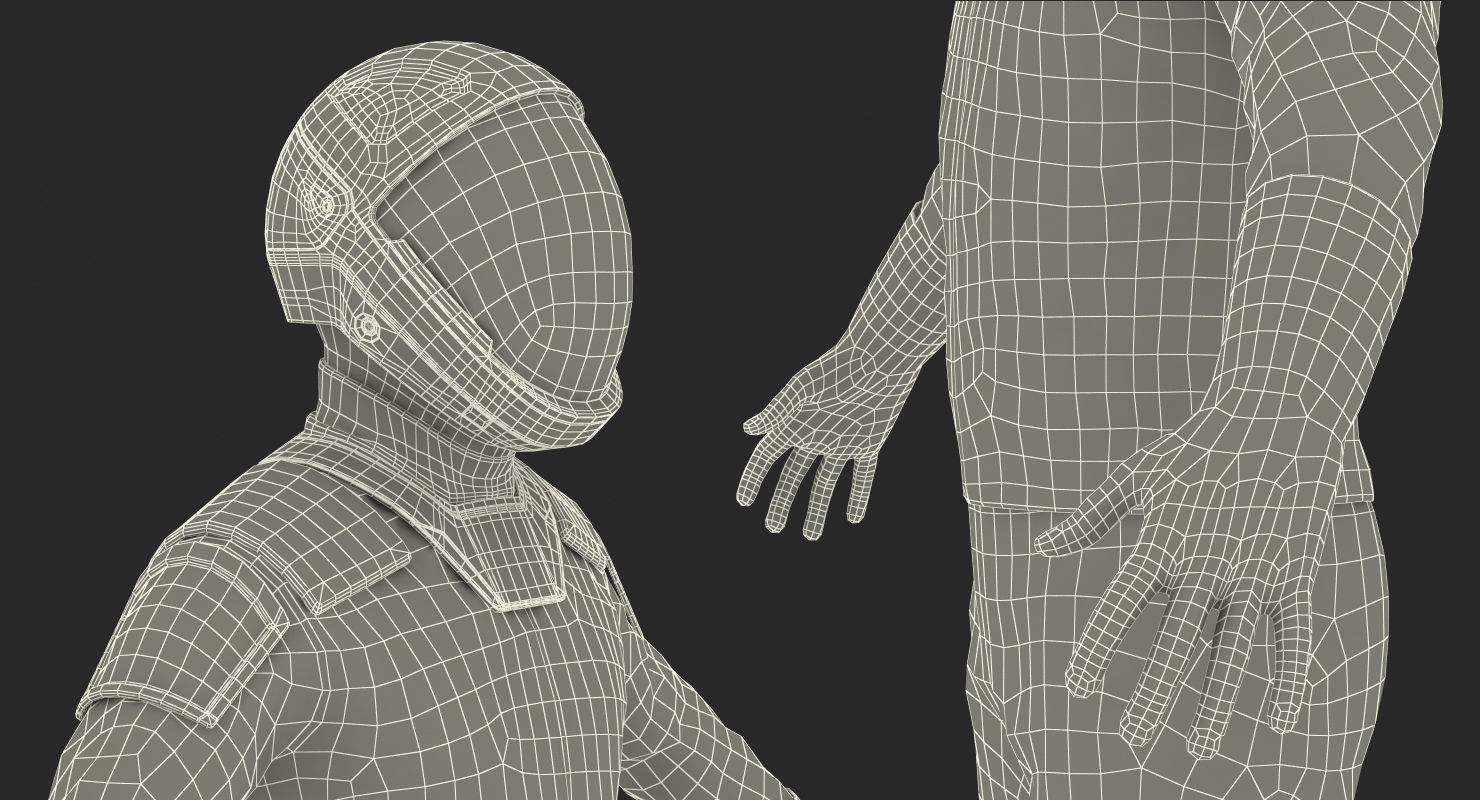 Sci Fi Astronaut Suit Black Rigged 3D model_25