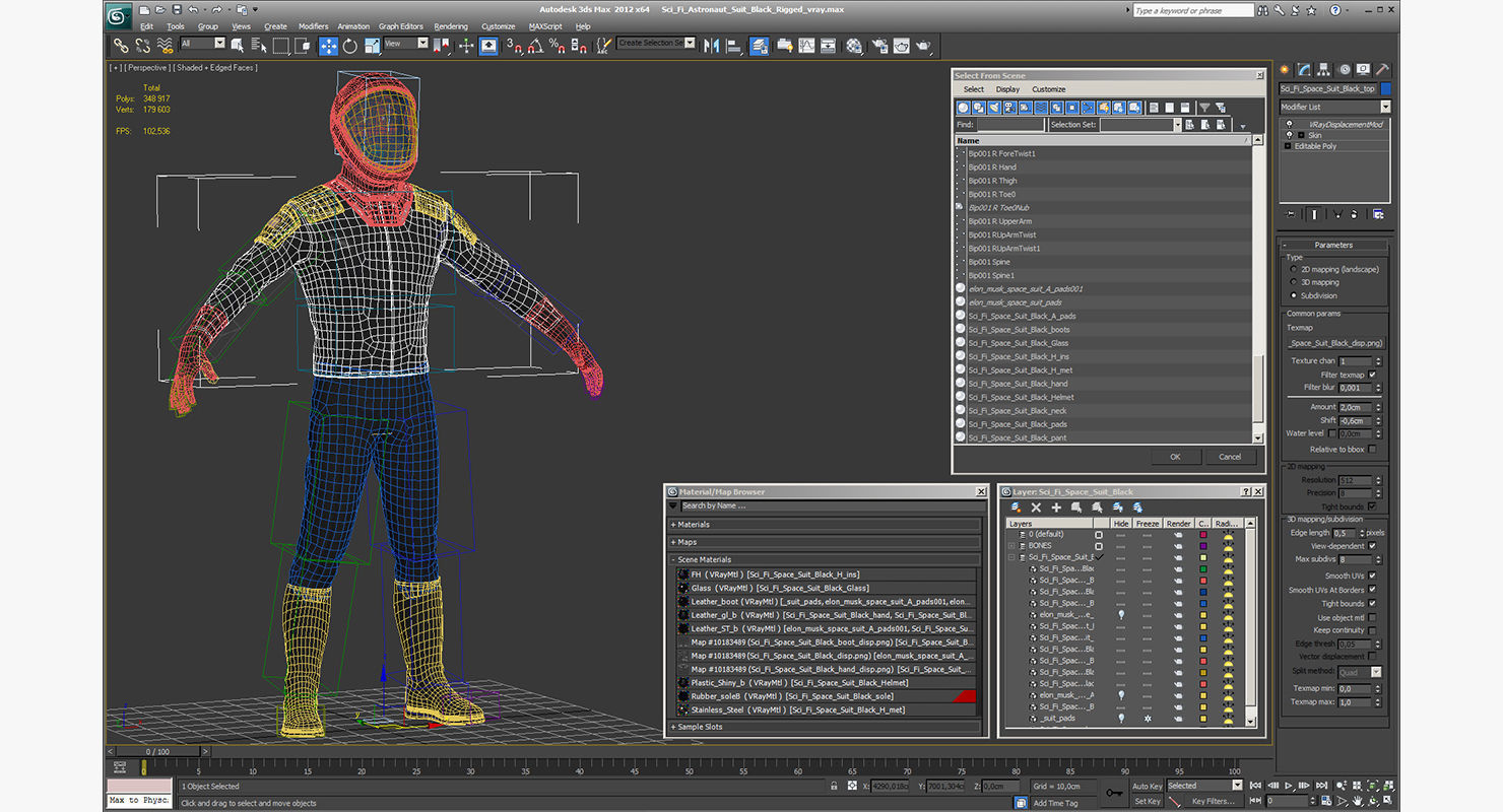 Sci Fi Astronaut Suit Black Rigged 3D model_22