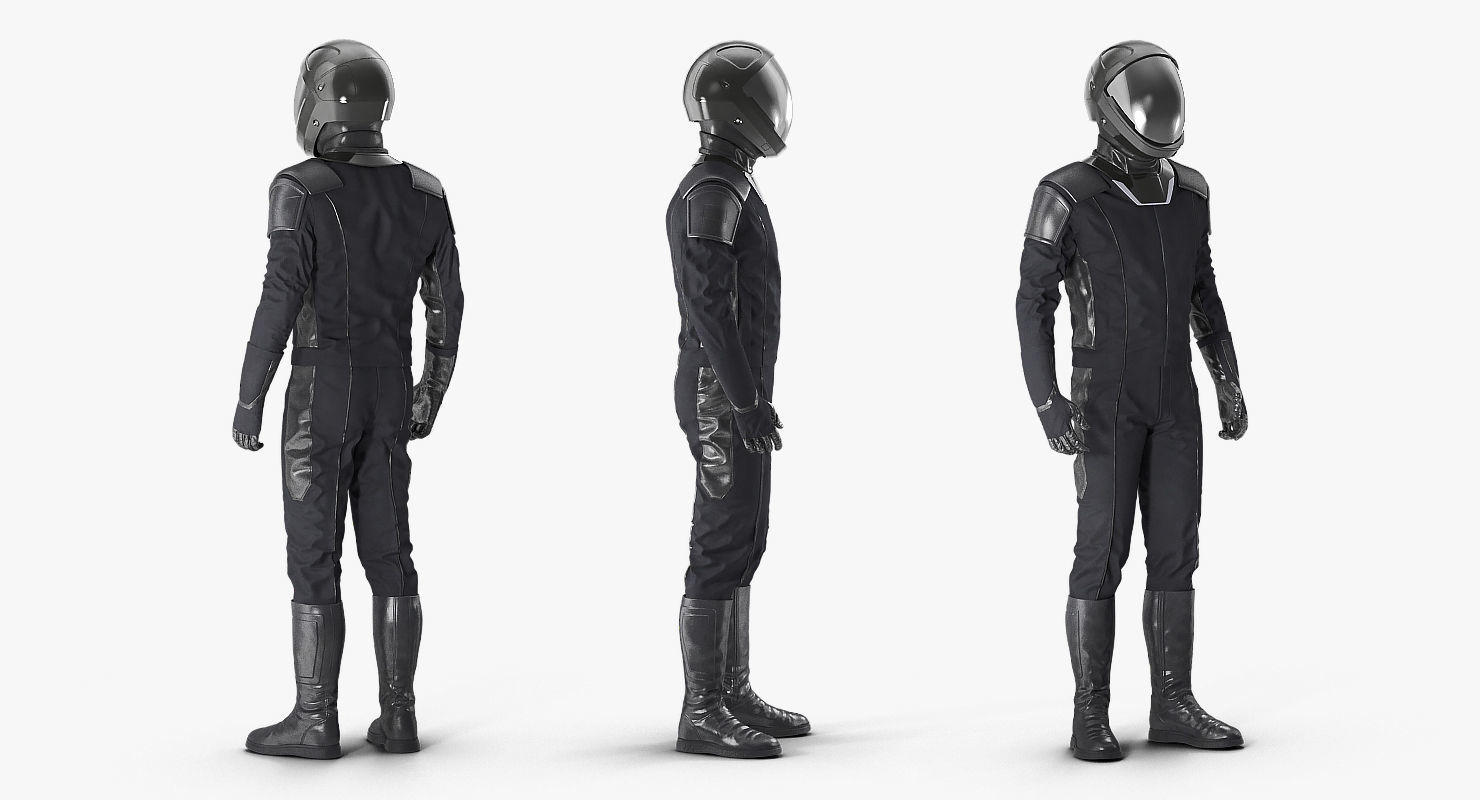 Sci Fi Astronaut Suit Black Rigged 3D model_4