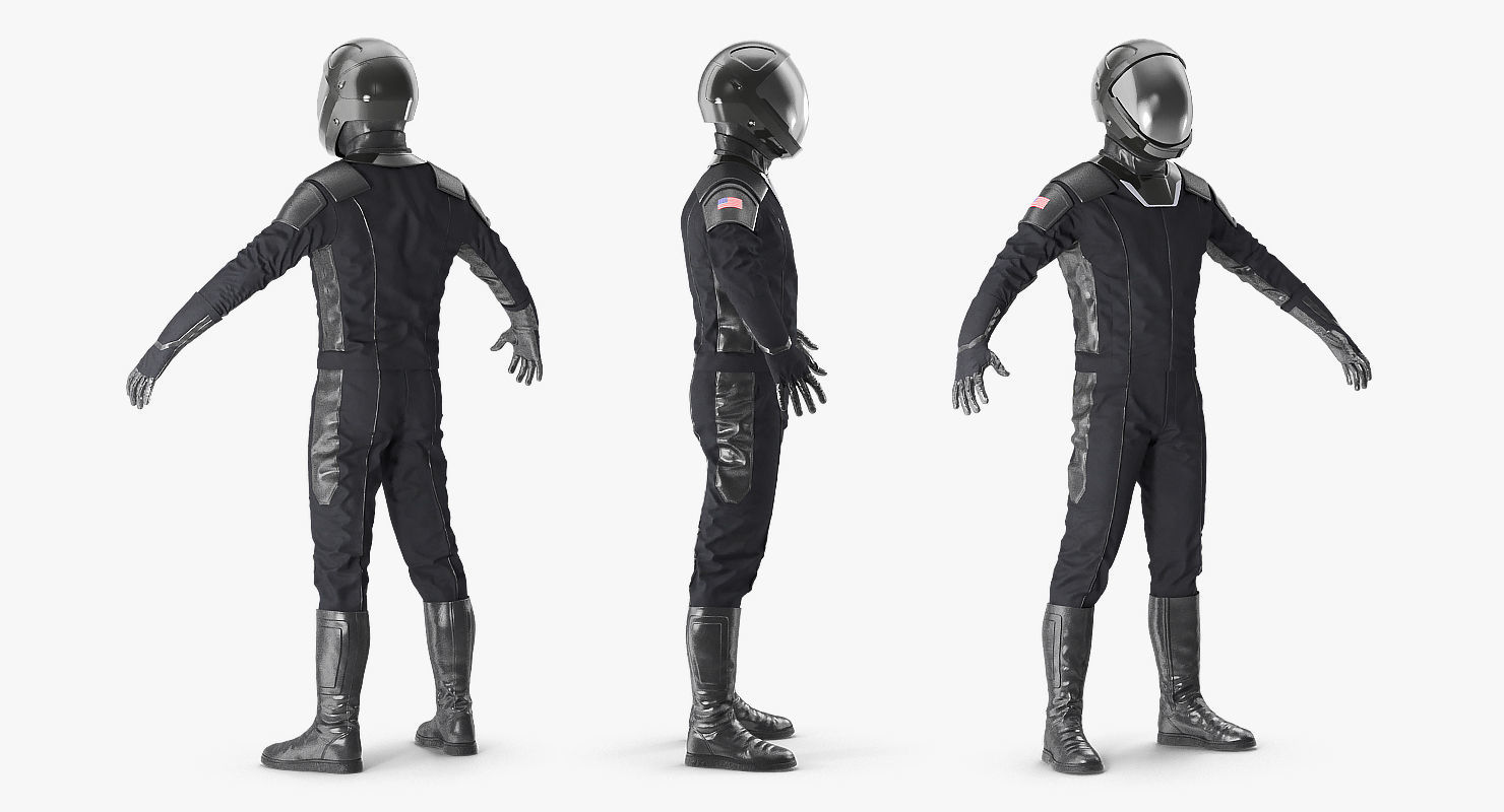 Sci Fi Astronaut Suit Black Rigged 3D model_3