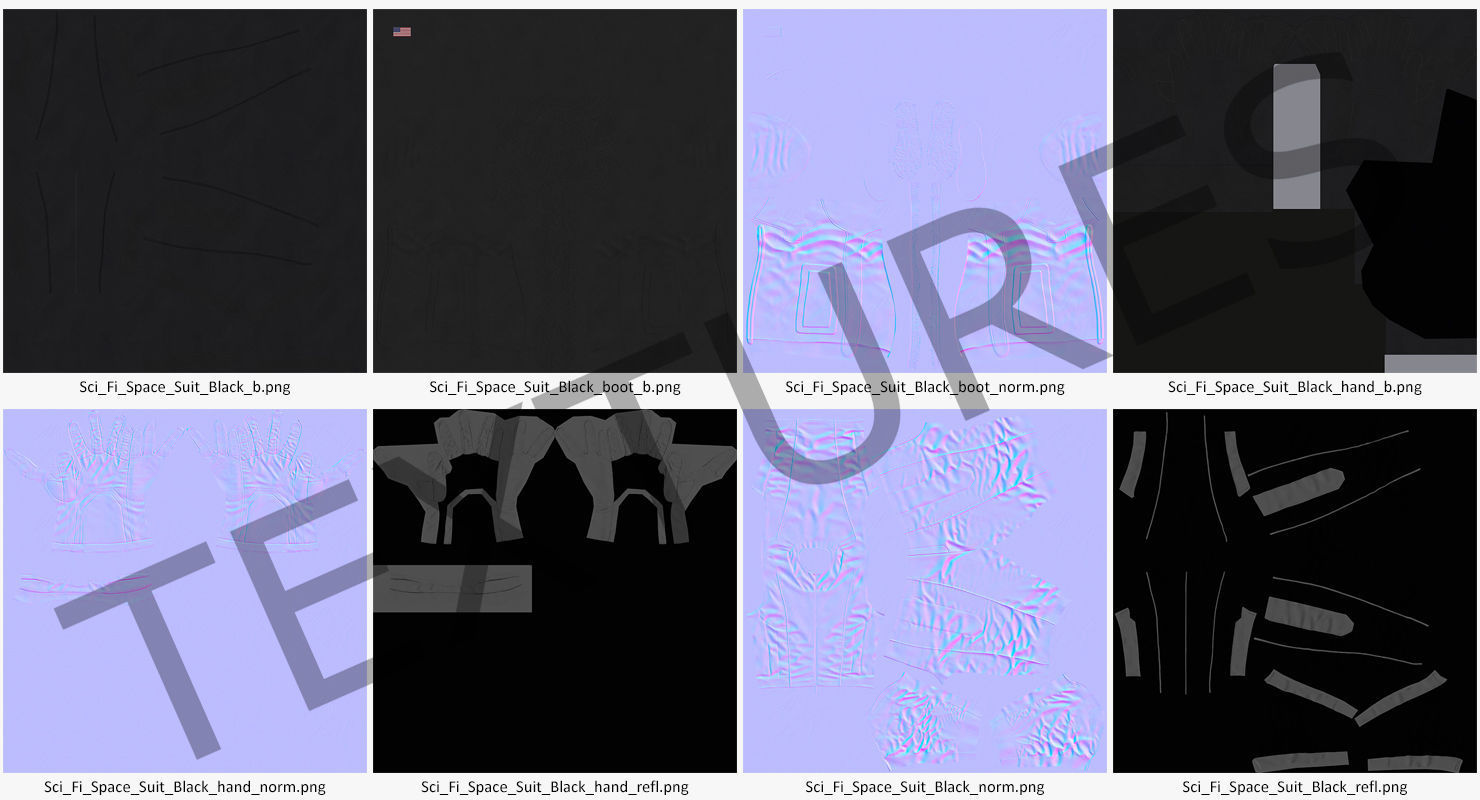 Sci Fi Astronaut Suit Black Rigged 3D model_21