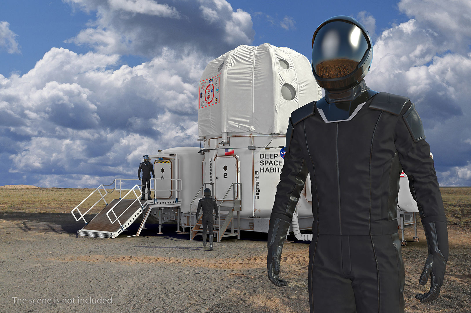 Sci Fi Astronaut Suit Black Rigged 3D model_2