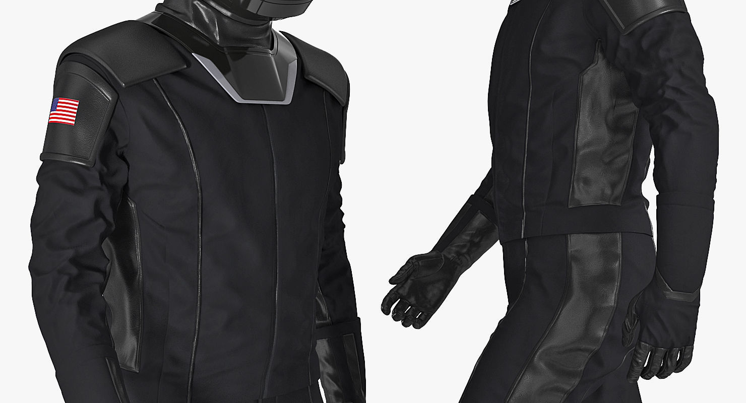 Sci Fi Astronaut Suit Black Rigged 3D model_12