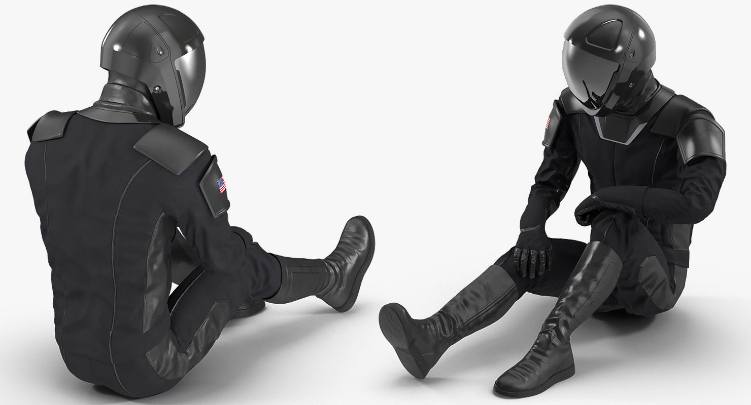 Sci Fi Astronaut Suit Black Rigged 3D model_8