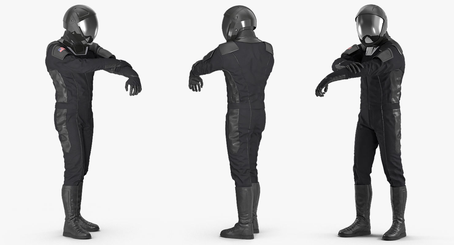 Sci Fi Astronaut Suit Black Rigged 3D model_6
