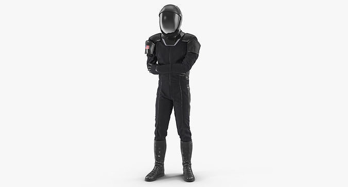 Sci Fi Astronaut Suit Black Rigged 3D model