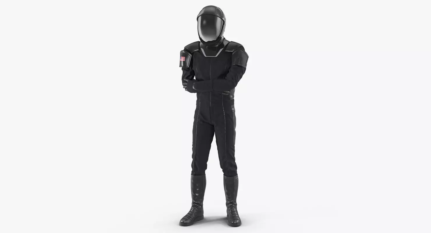 Sci Fi Astronaut Suit Black Rigged 3D model_0