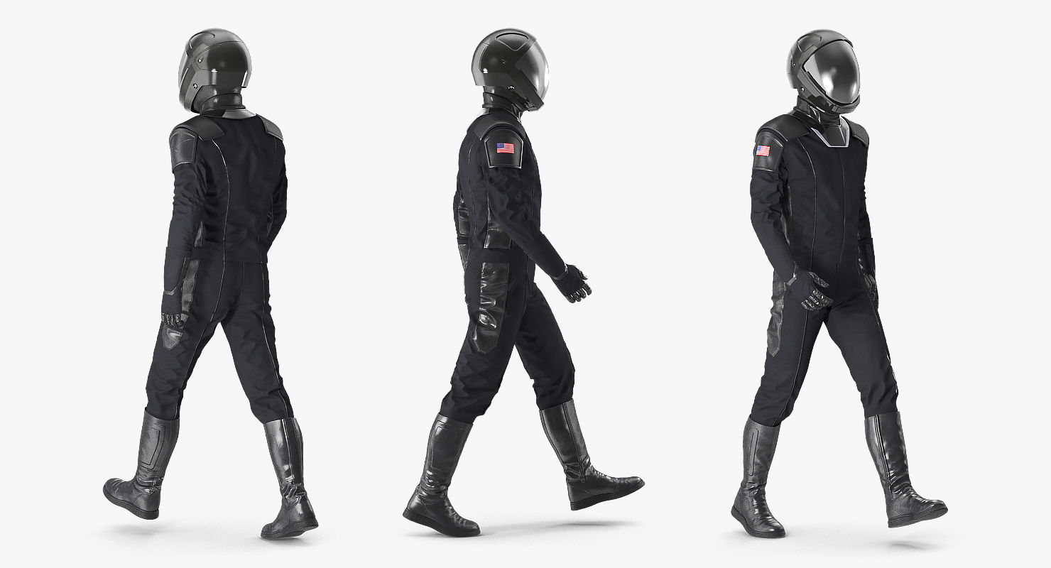 Sci Fi Astronaut Suit Black Rigged 3D model_5