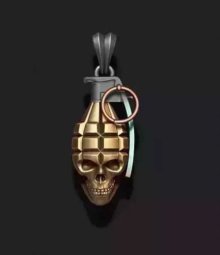 Grenade skull pendant 3d