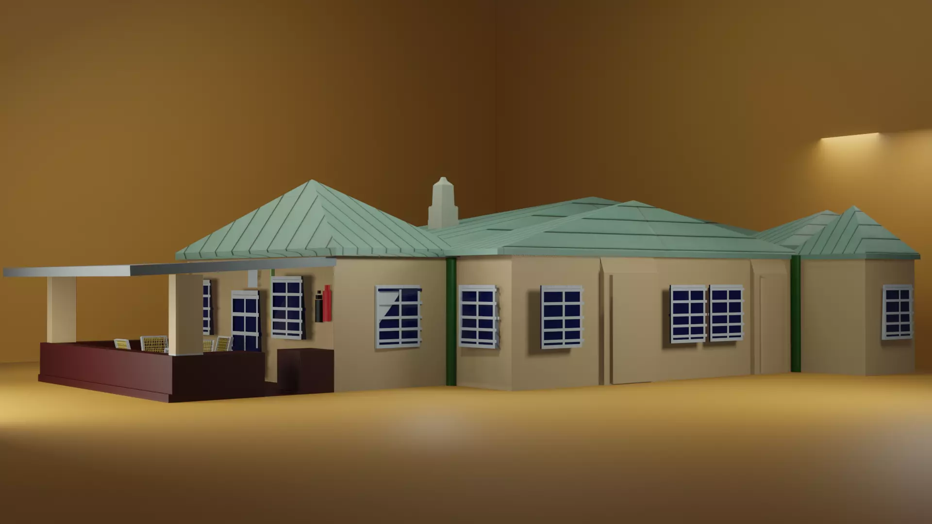 Srilankan Tea Estate Bungalow Low-poly 3D model_0