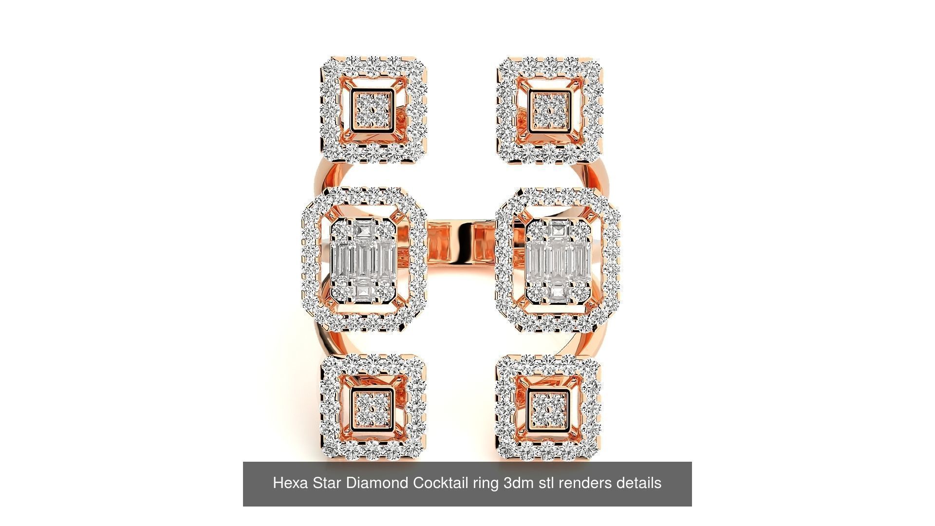 9 Diamond Box Cocktail Ring 3dm Stl Renders Details   3D Model Collection_7