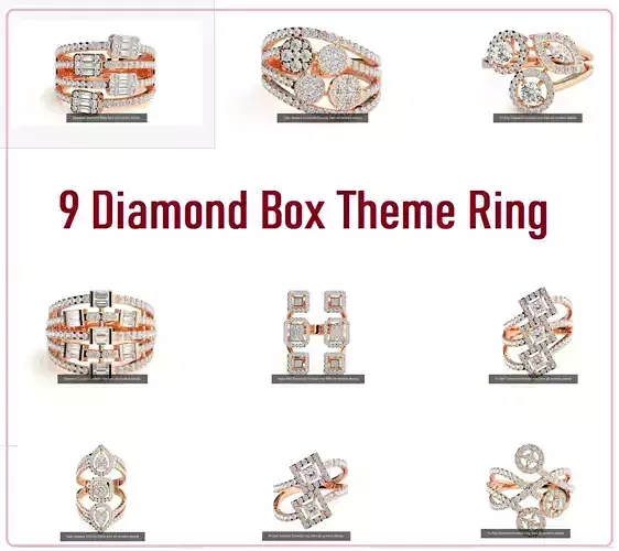 9 Diamond Box Cocktail Ring 3dm Stl Renders Details   3D Model Collection