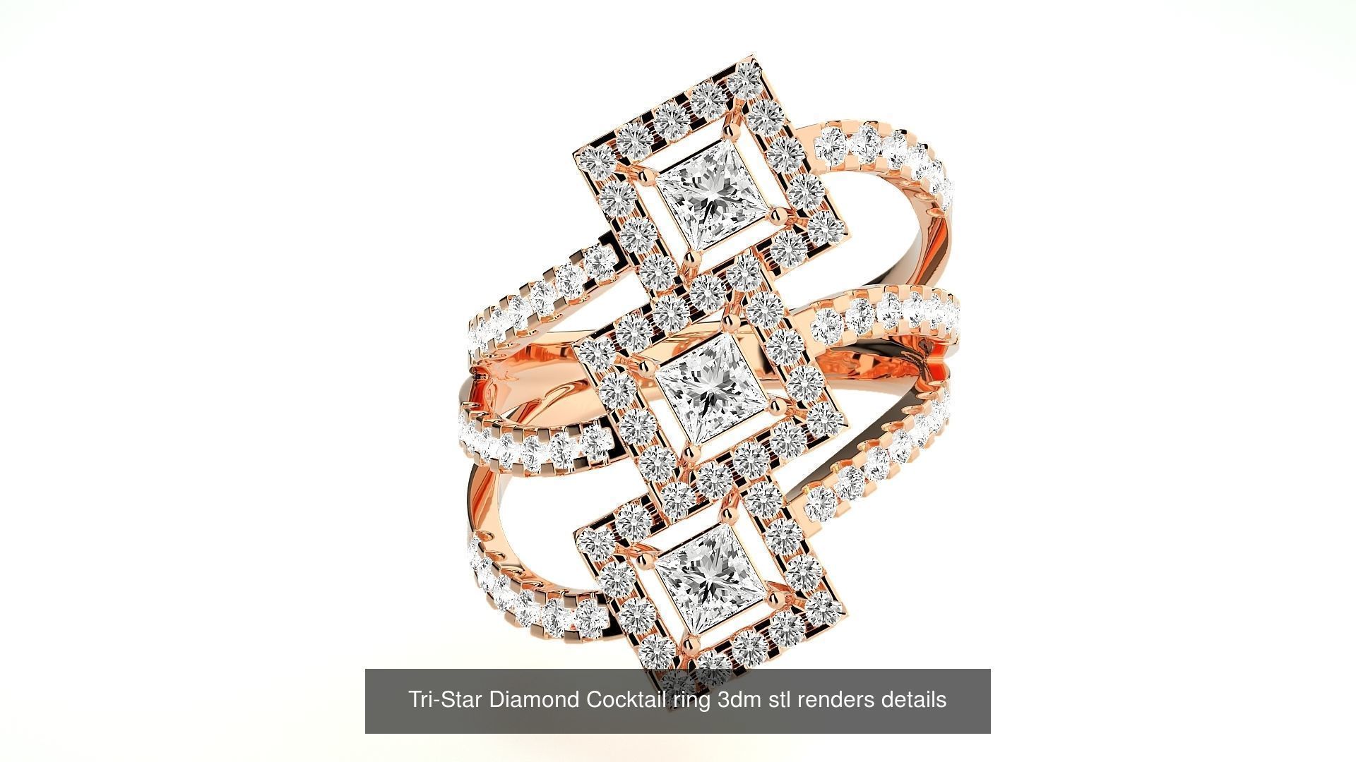 9 Diamond Box Cocktail Ring 3dm Stl Renders Details   3D Model Collection_8
