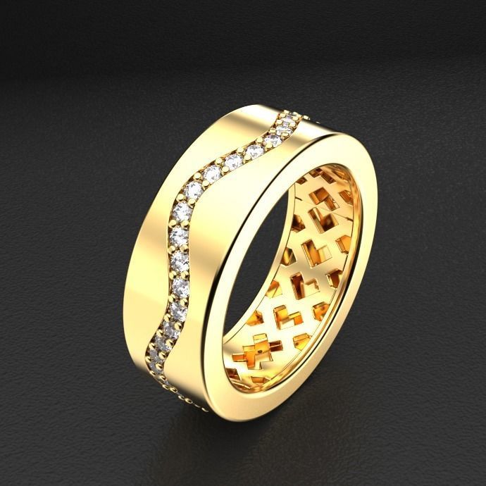 Women Wavy setting eternity ring 3D print model_3