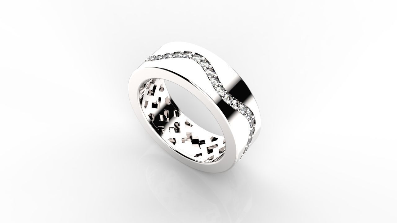 Women Wavy setting eternity ring 3D print model_1