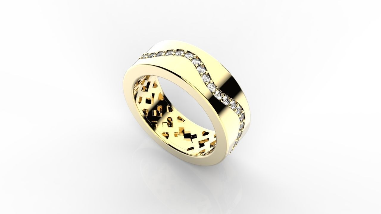 Women Wavy setting eternity ring 3D print model_2