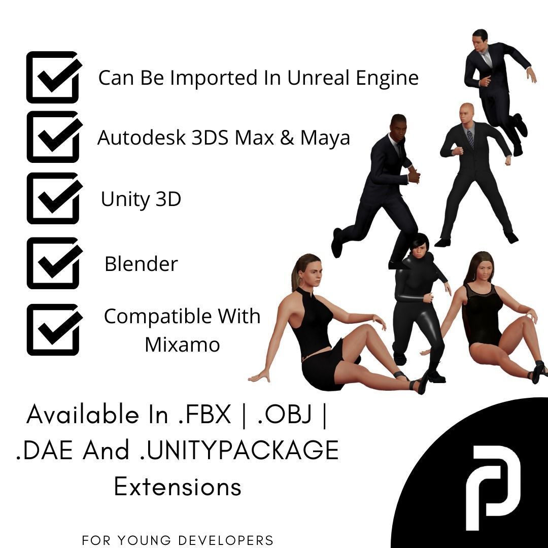 Mega Character Pack 1 Low-poly 3D model_1