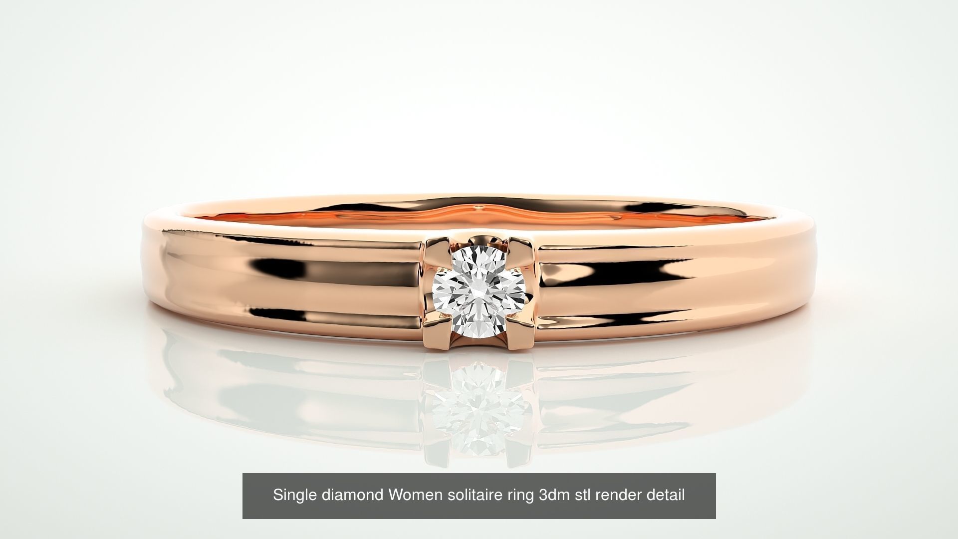 24 Ultra Light Wt Solitaire Ring 3dm stl renders details 3D Model Collection_9