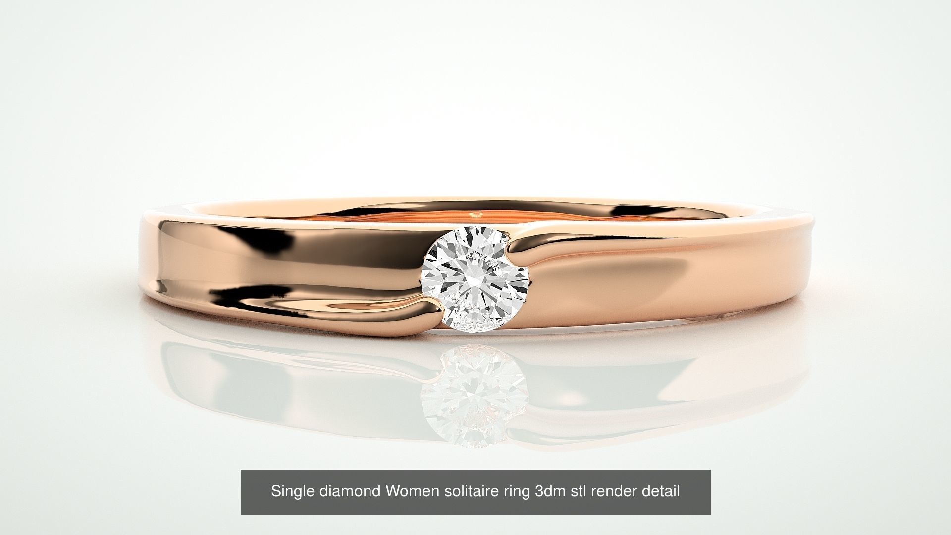 24 Ultra Light Wt Solitaire Ring 3dm stl renders details 3D Model Collection_11