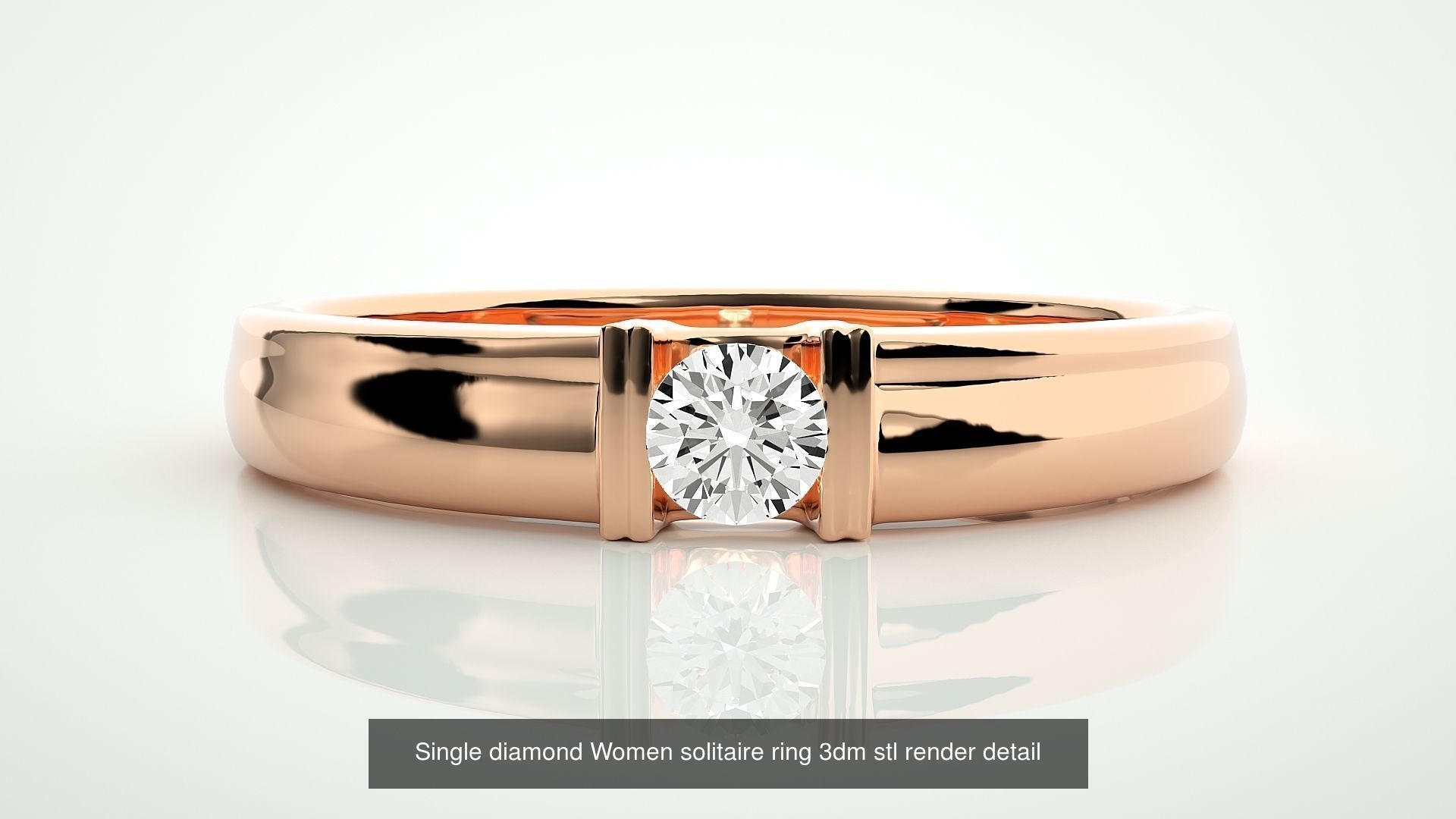 24 Ultra Light Wt Solitaire Ring 3dm stl renders details 3D Model Collection_16