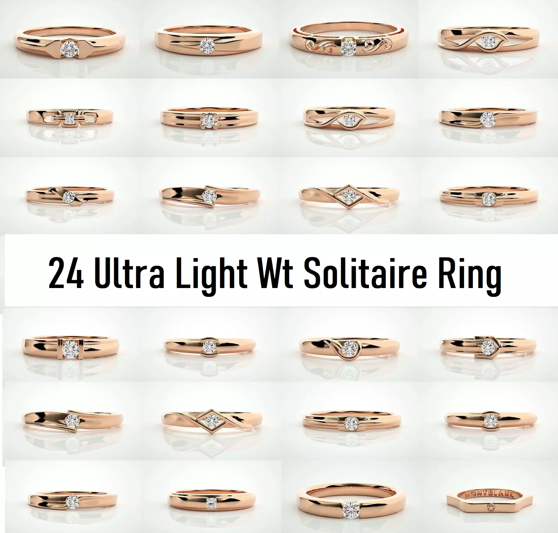 24 Ultra Light Wt Solitaire Ring 3dm stl renders details 3D Model Collection_0