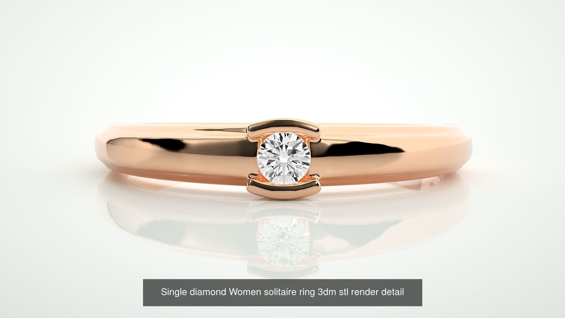 24 Ultra Light Wt Solitaire Ring 3dm stl renders details 3D Model Collection_23