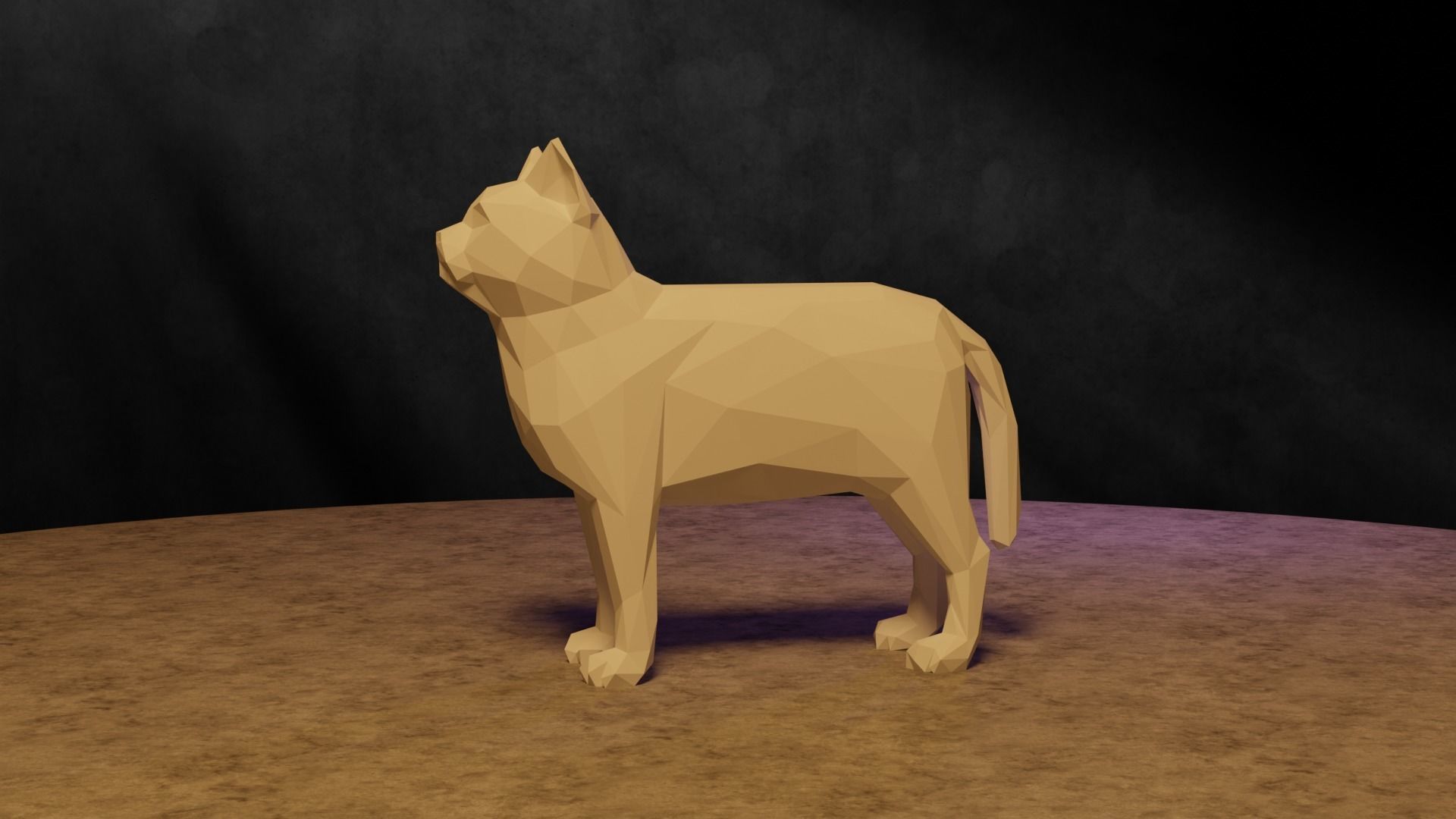 Polygonal Cat 3D print model_4