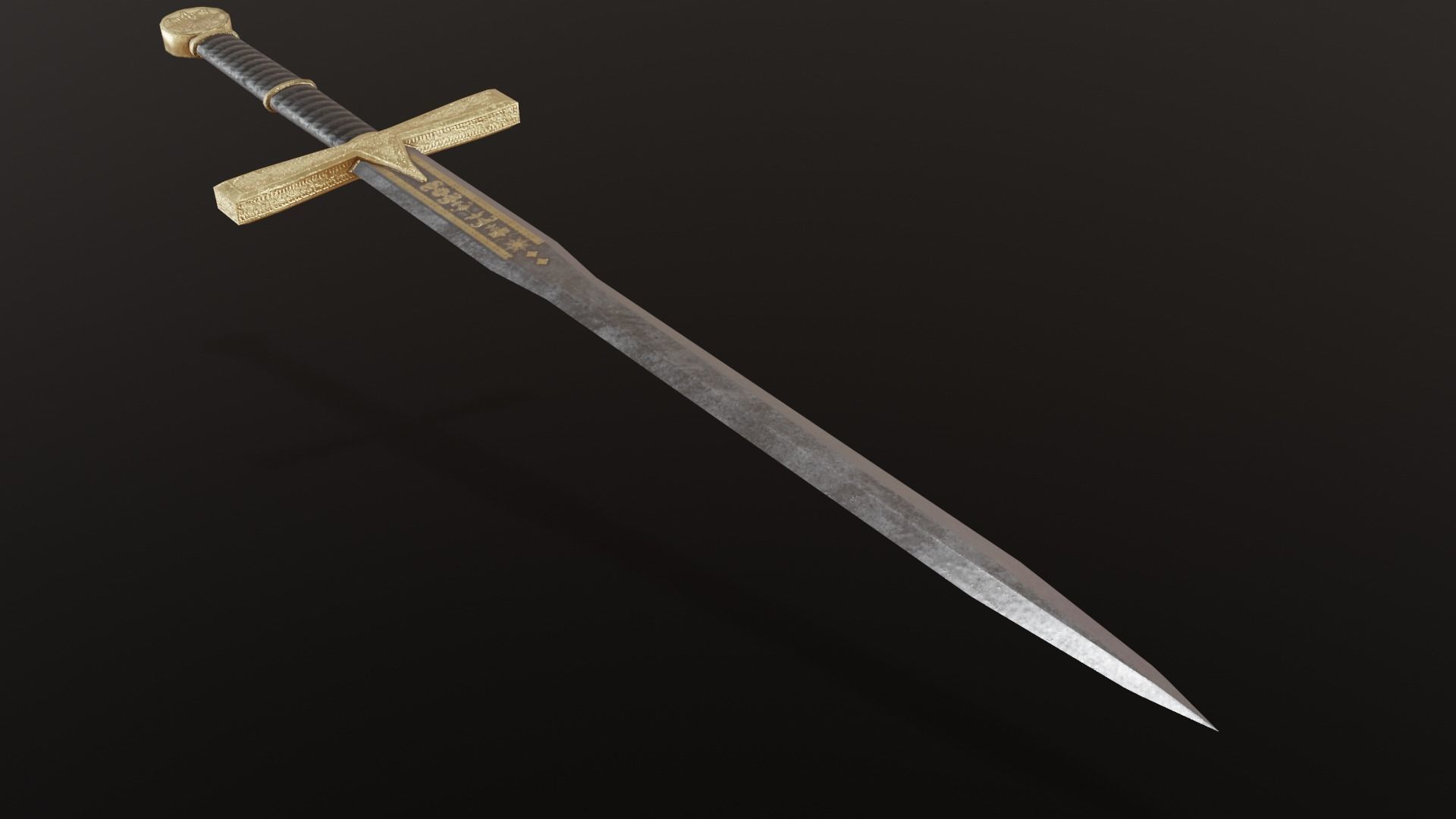 Fancy Medieval Engraved Sword Low-poly 3D model_3