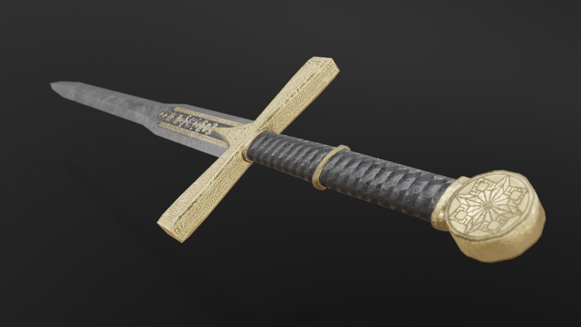 Fancy Medieval Engraved Sword Low-poly 3D model_2
