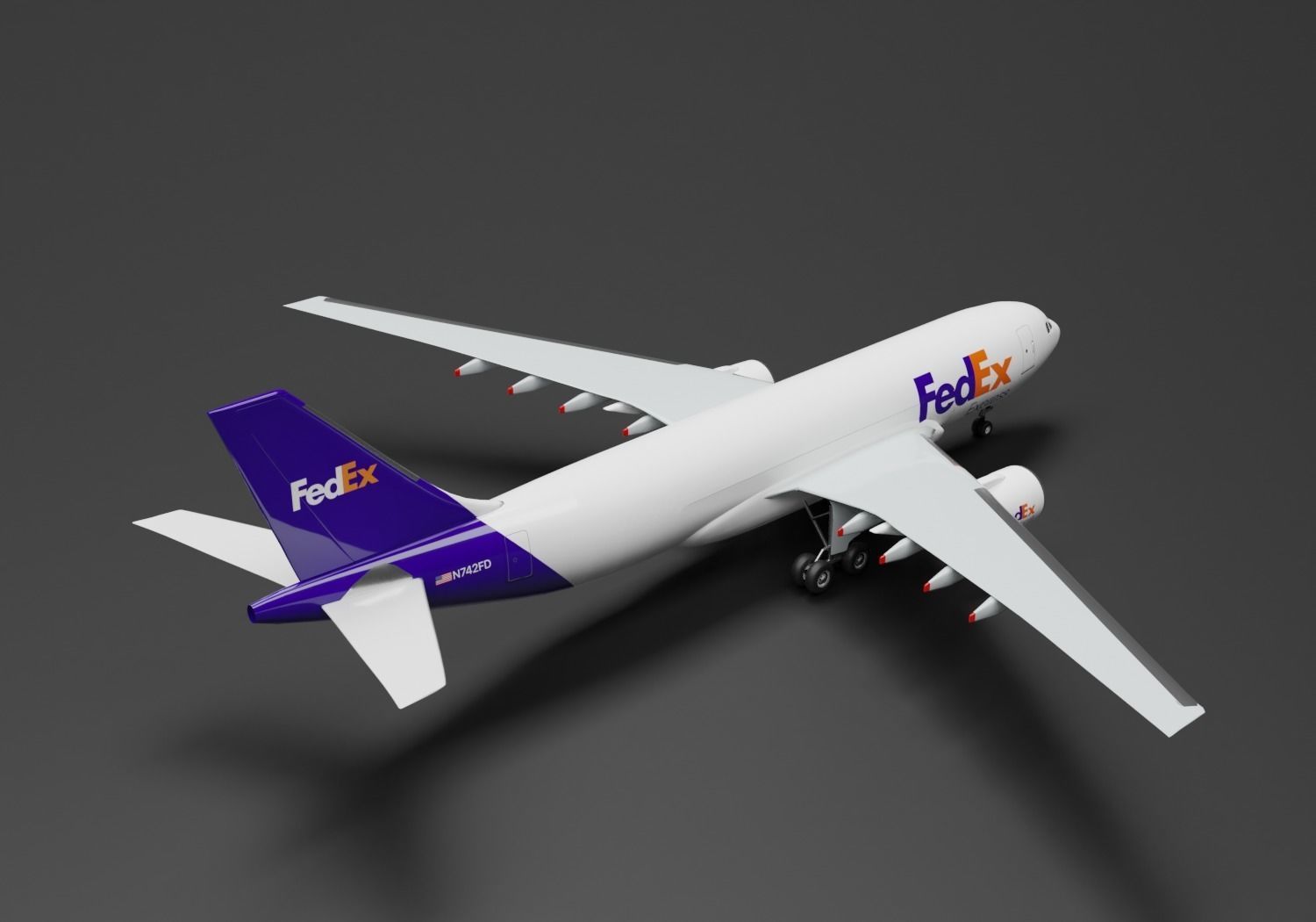 Airbus A300 FedEx Cargo Livery 3D model_4