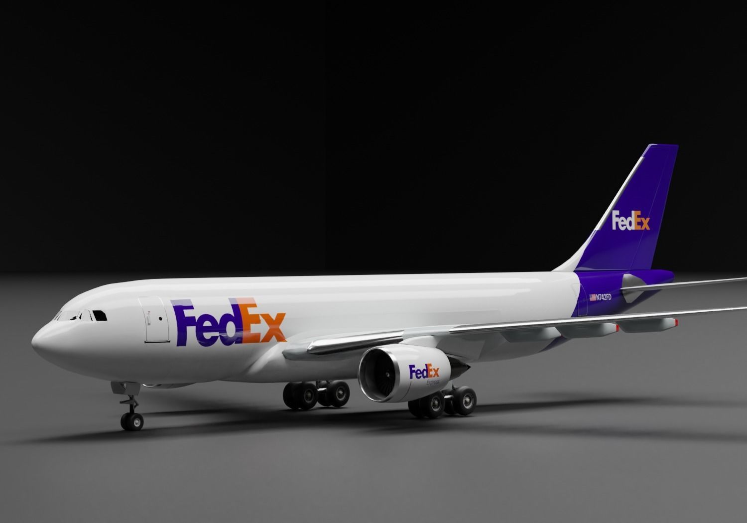 Airbus A300 FedEx Cargo Livery 3D model_2