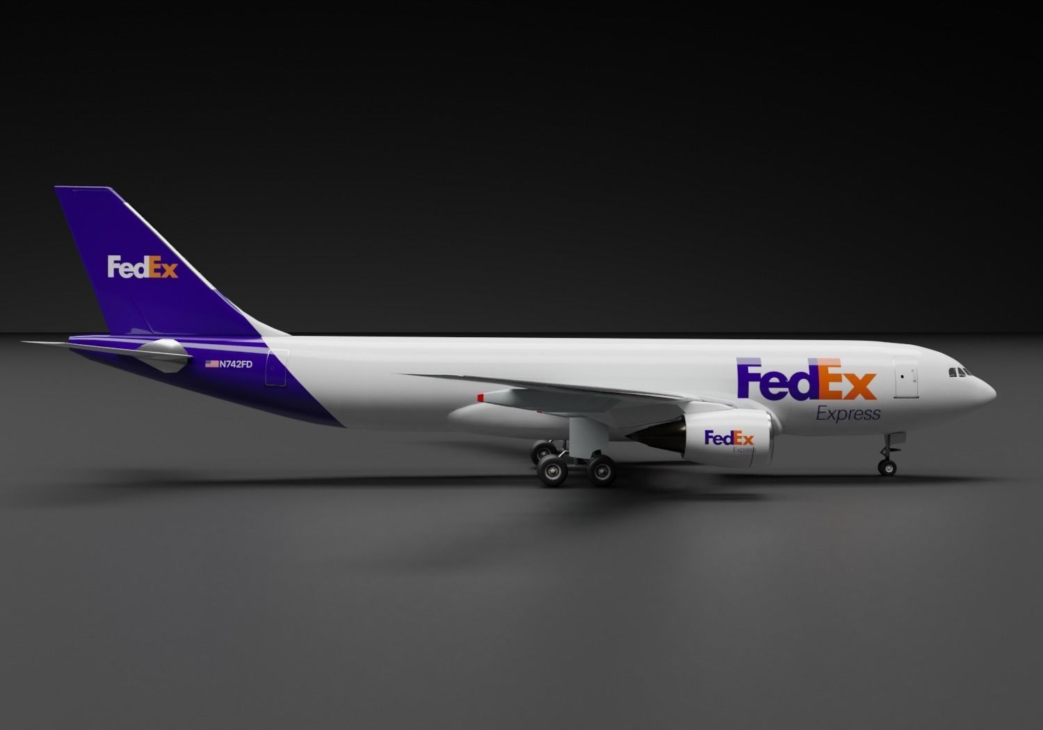 Airbus A300 FedEx Cargo Livery 3D model_3