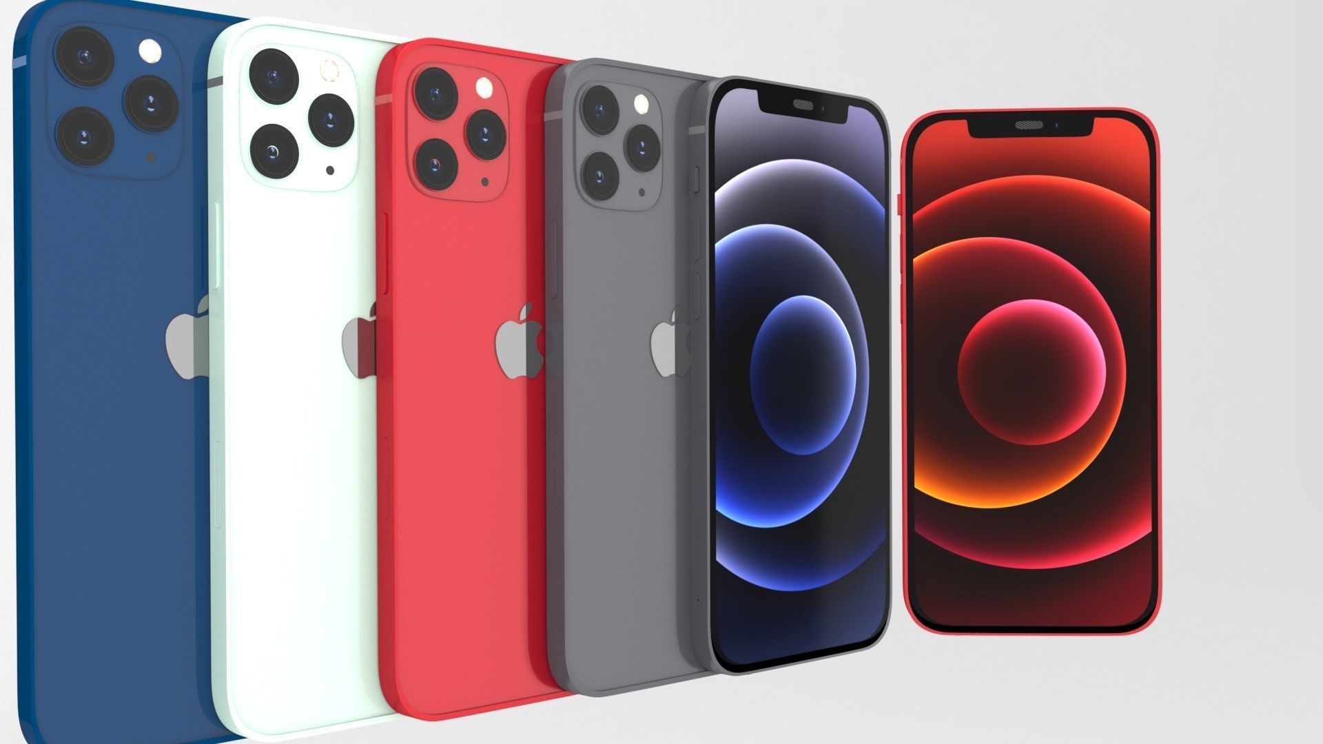 apple iphone 12 collection set 3D model_1