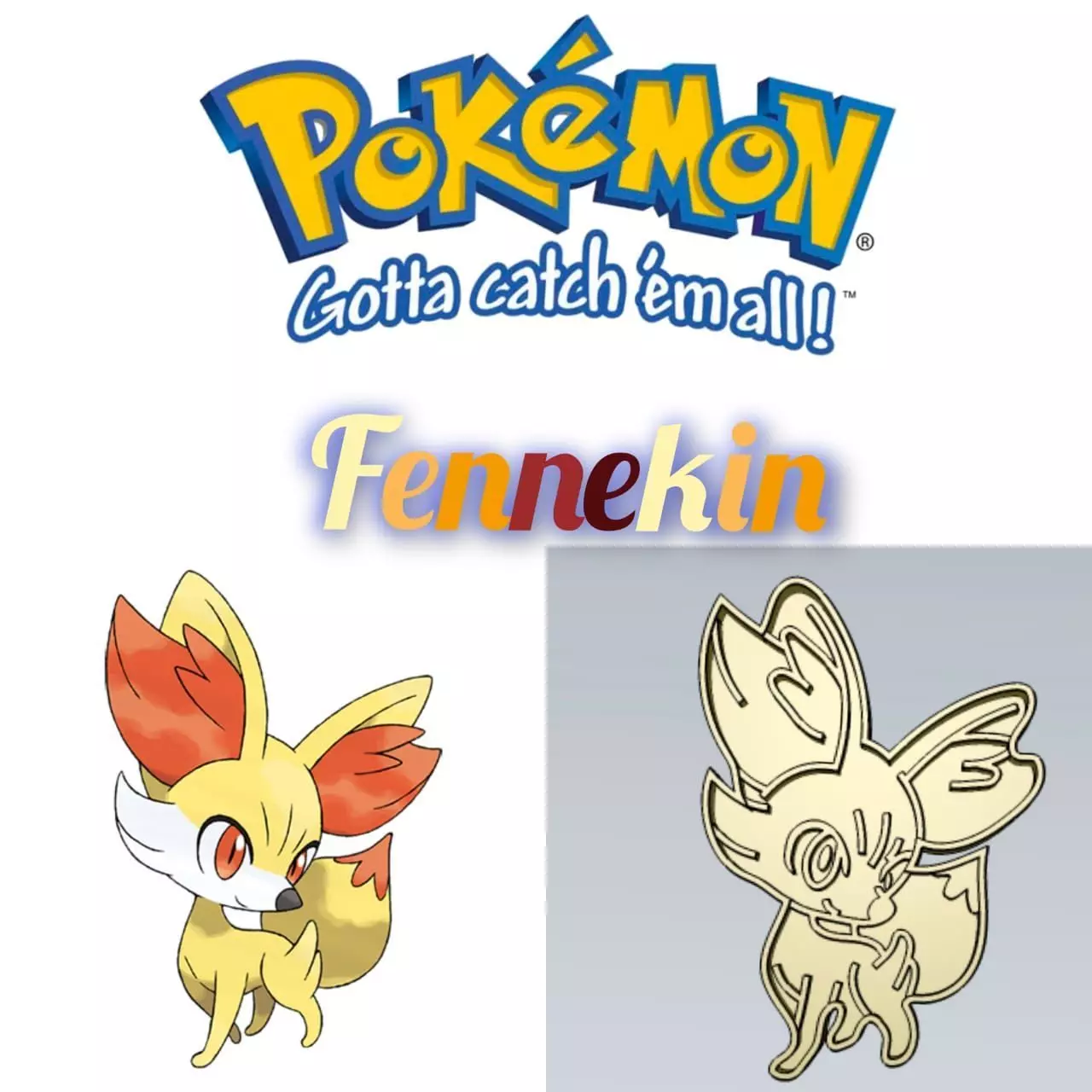 Amazing Pokemon Fennekin Cookie Cutter Stamp Cake Decorating  3D model_0