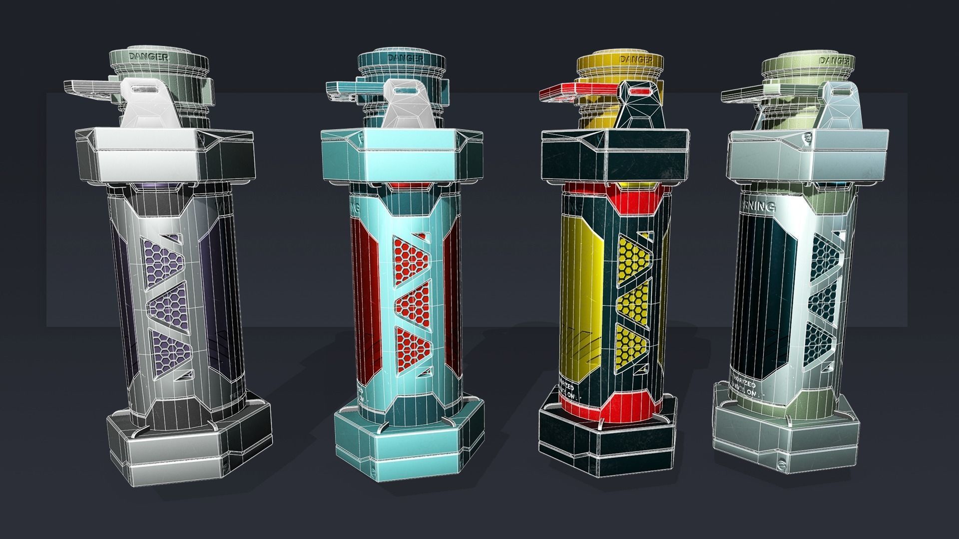 Futuristic Granade Low-poly 3D model_6