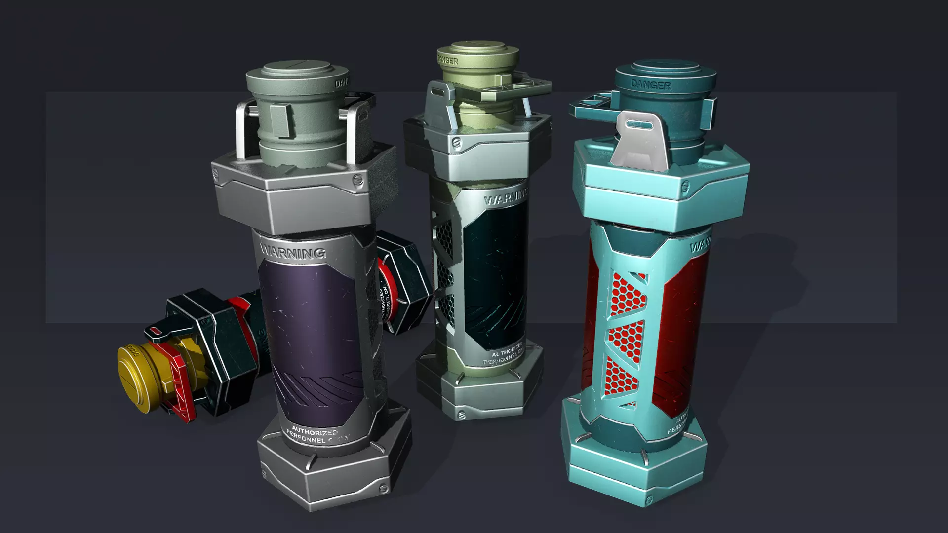 Futuristic Granade Low-poly 3D model_0