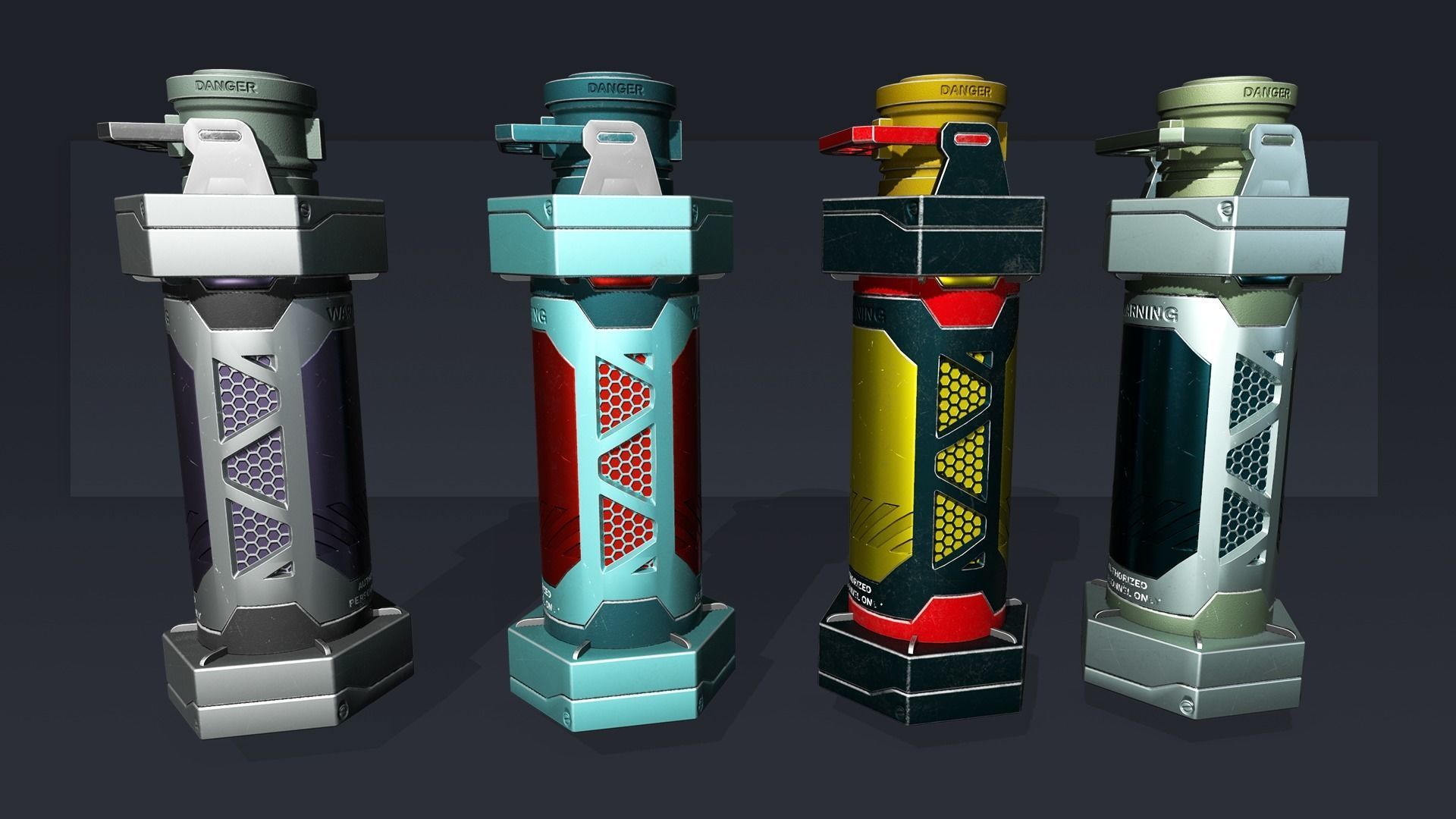 Futuristic Granade Low-poly 3D model_5