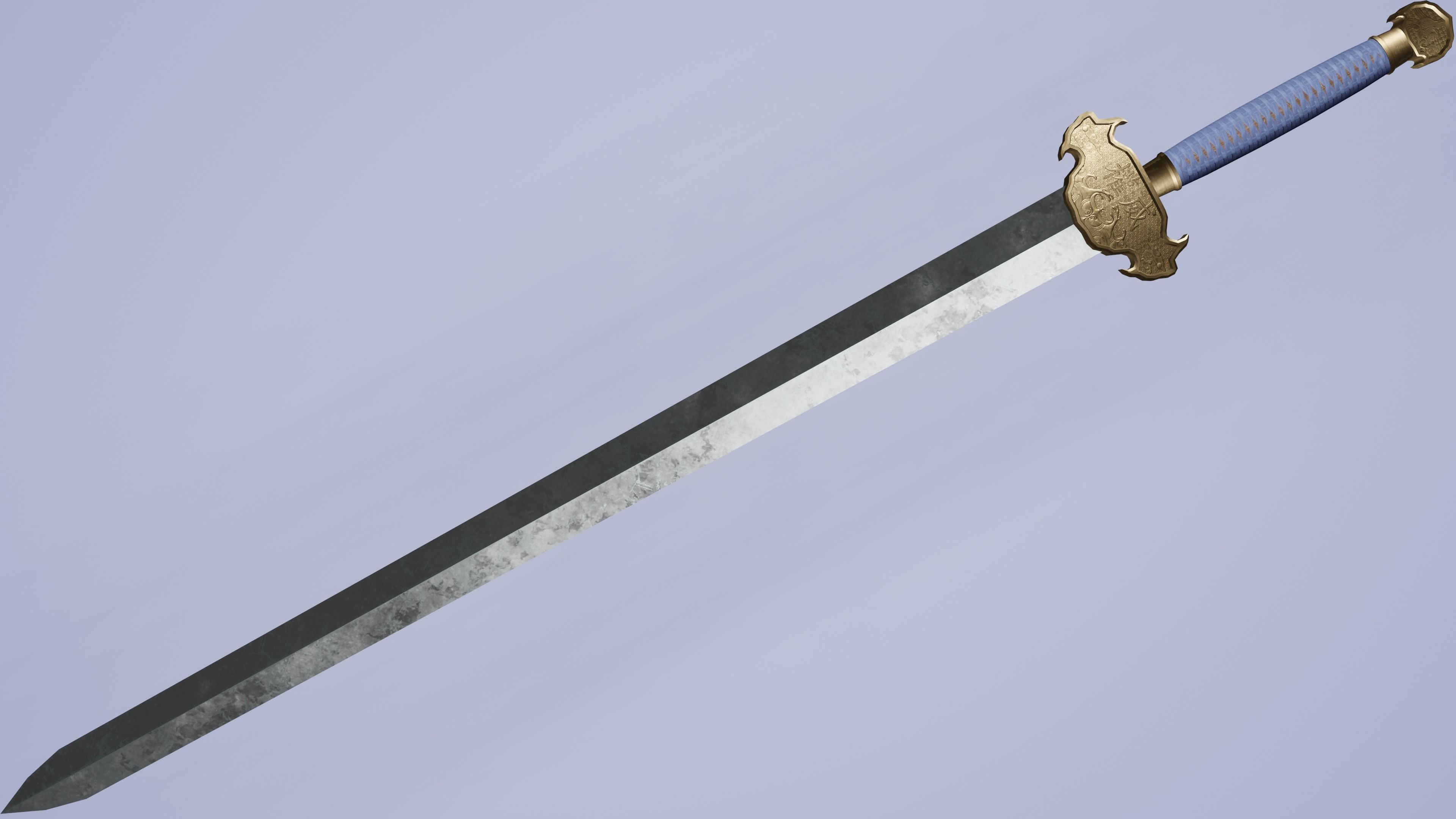 Chinese stylized sword Lowpoly Low-poly 3D model_1