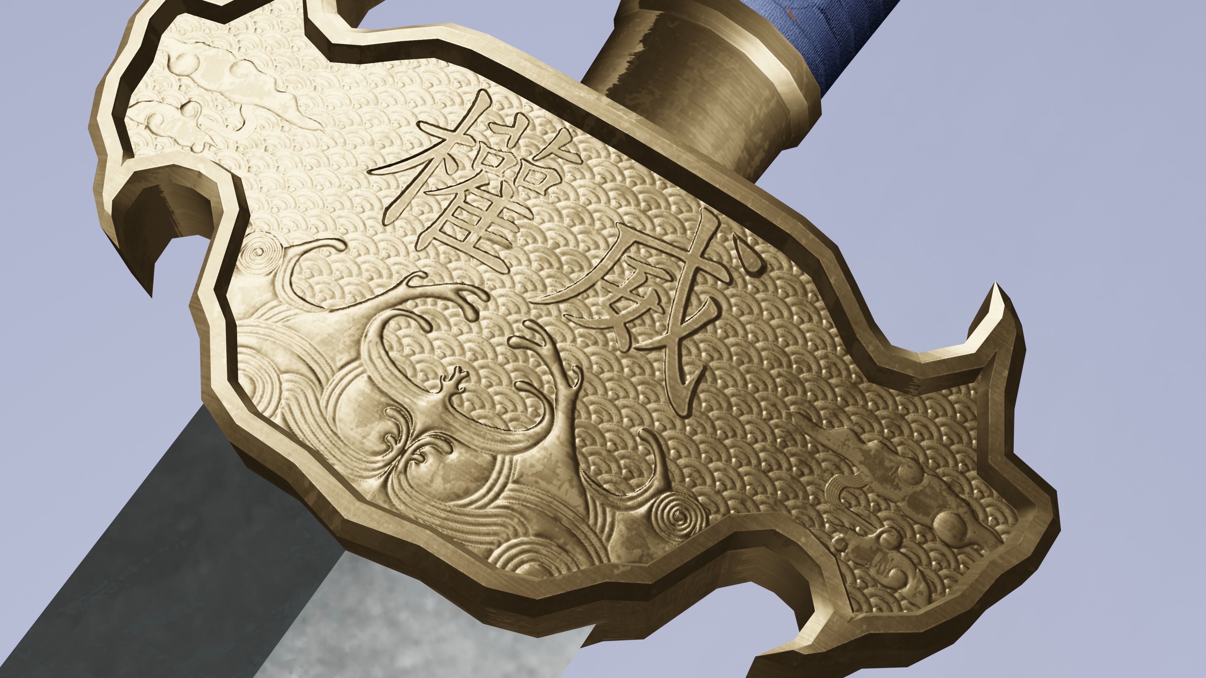 Chinese stylized sword Lowpoly Low-poly 3D model_2