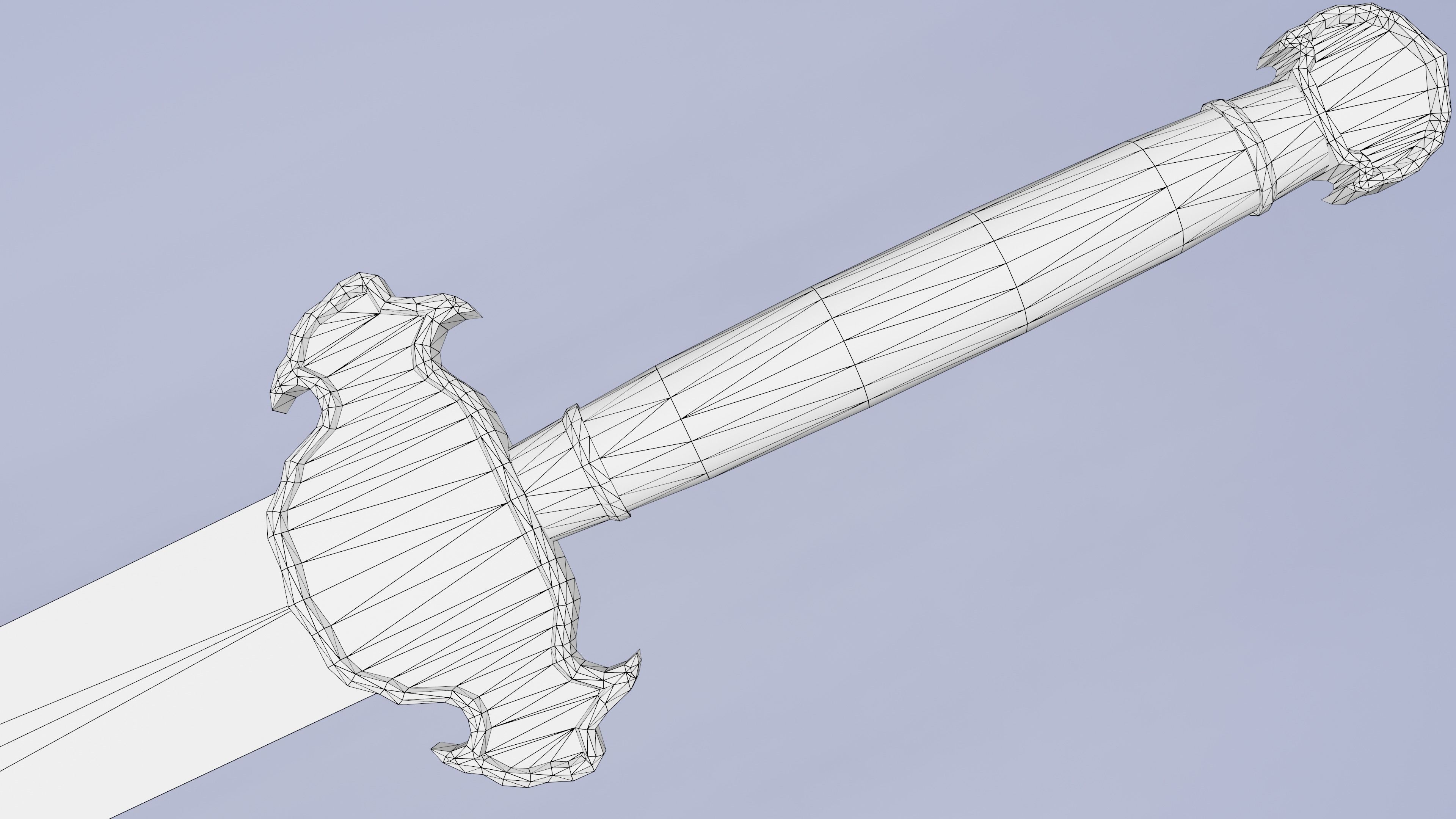 Chinese stylized sword Lowpoly Low-poly 3D model_5