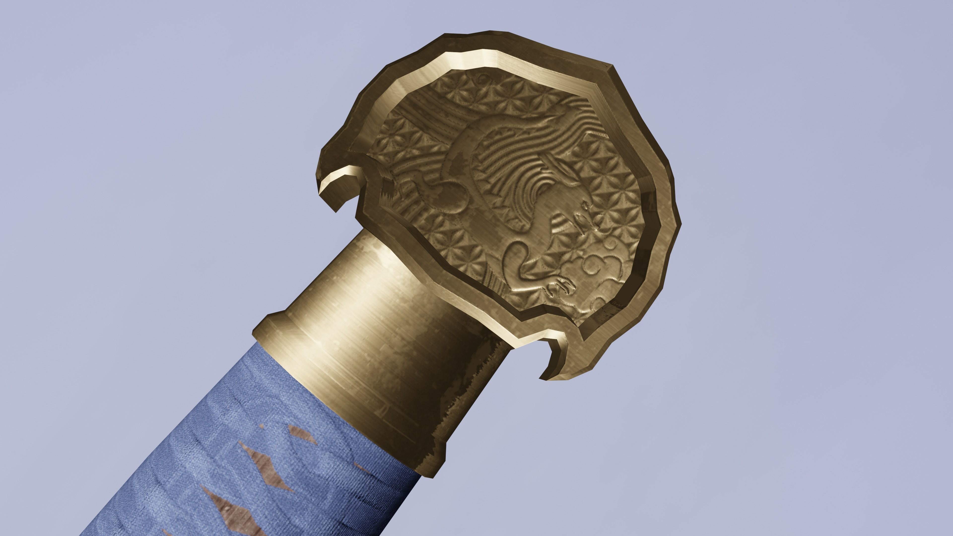 Chinese stylized sword Lowpoly Low-poly 3D model_3