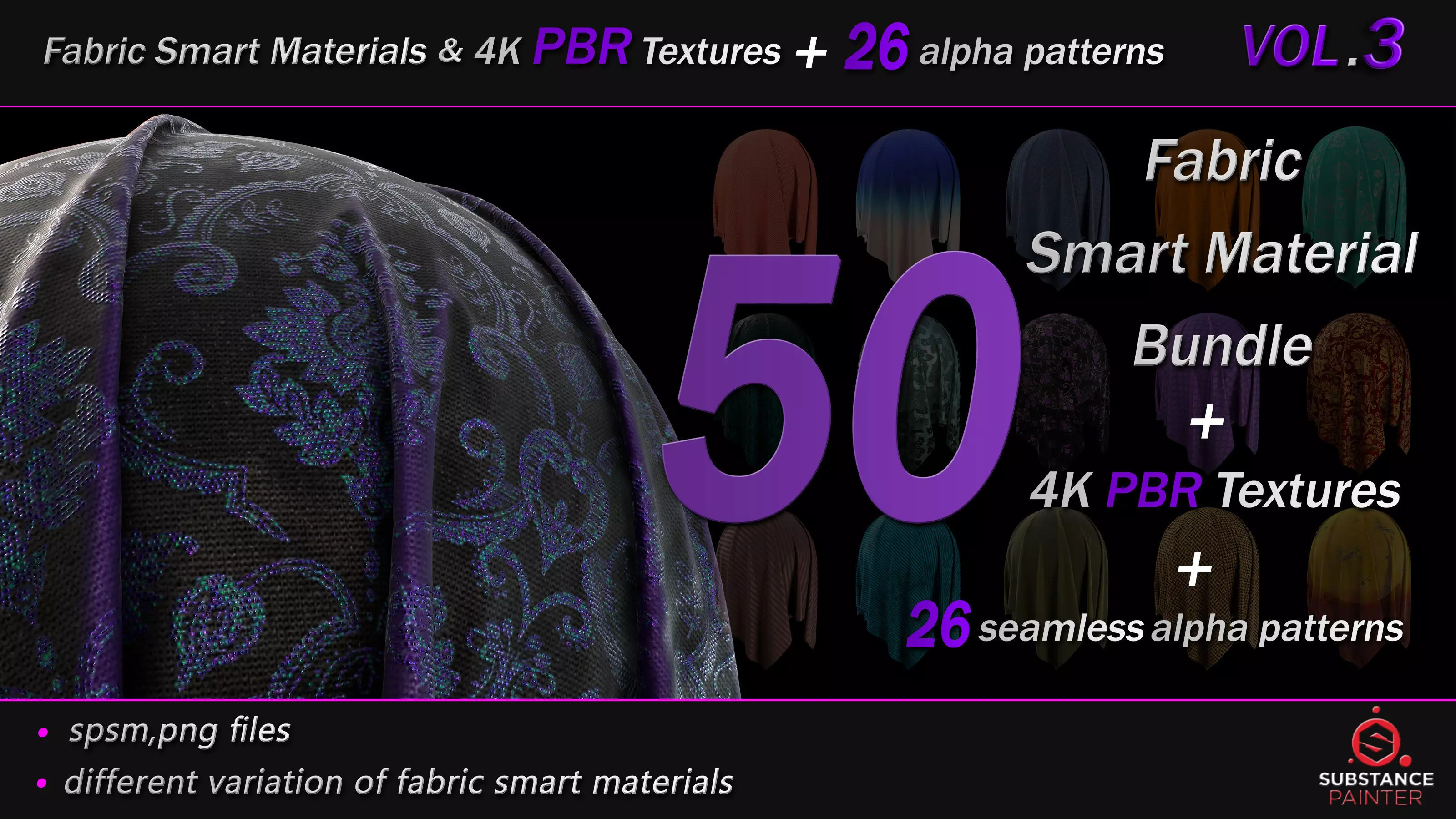 50 Fabric Smart Material Bundle and 4K PBR Texture VOL 03 Texture_0