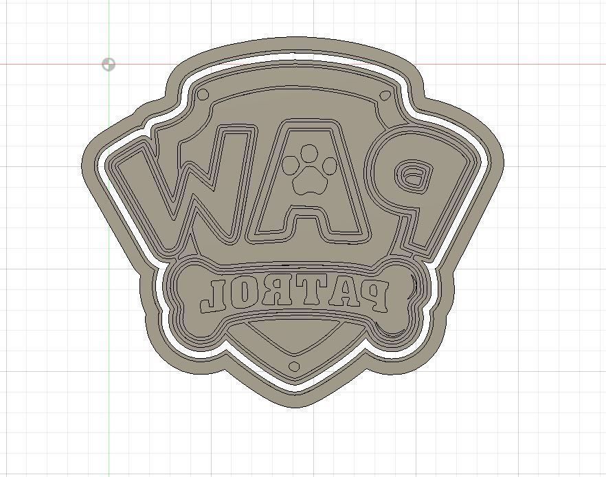 Paw Patrol Logo Cookie and Fondant Cutter with Embosser 3D print model_1